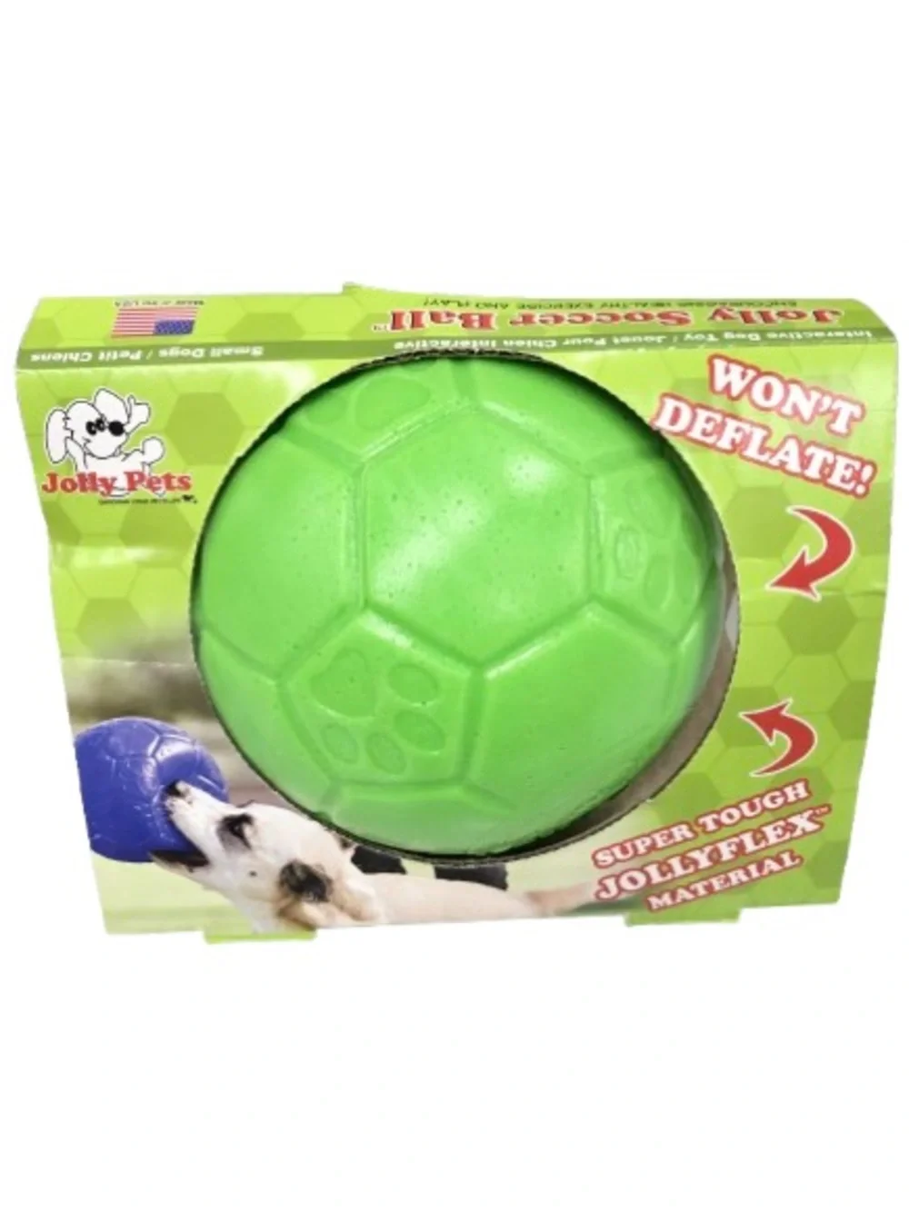 NEW JOLLY PETS Dog Toy Soccer Ball 6” for Small Dog Green Apple